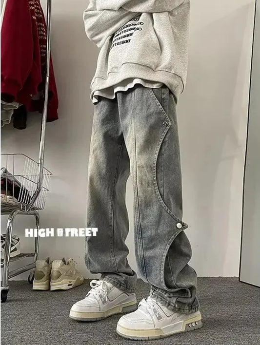 INTERNACIONAL Jeans De Hombre De Pierna Recta Holgados Y Casuales De High