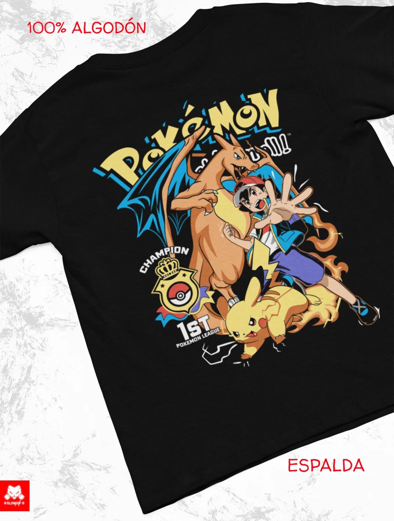 Playera Solomon's POKEMON ASH | 100% Algodón
I Tacto Suave | Anime Streetwear