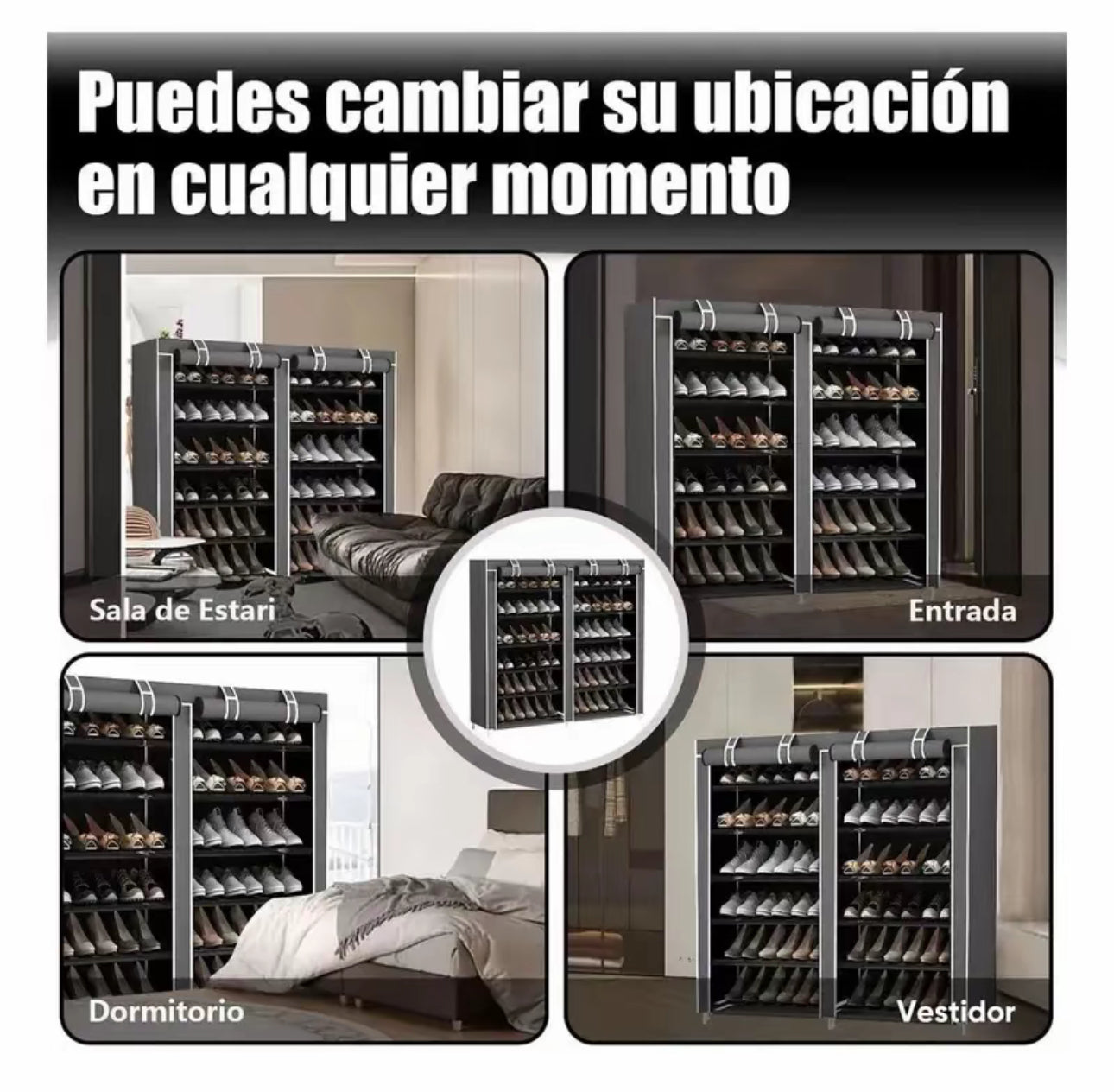 Estante de Zapatos Doble de Gran
Capacidad 6 Pisos con Cubierta de Polvo para el
Hogar