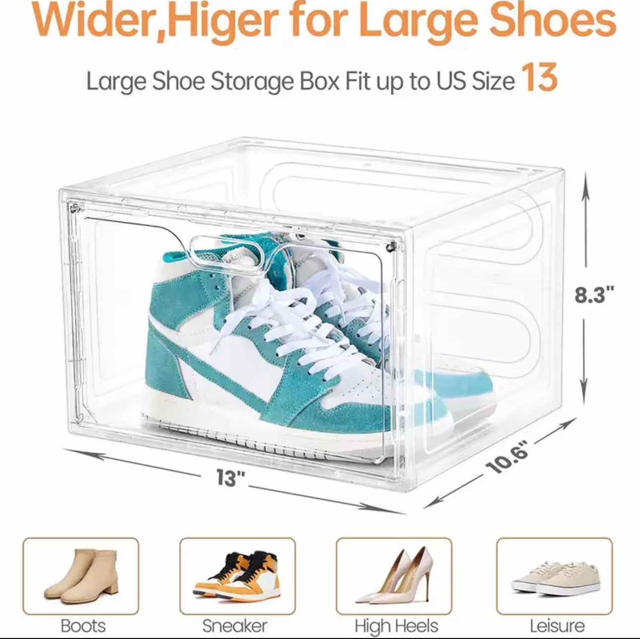 (6 niveles o 1 nivel) Cajas de plástico transparente para guardar zapatos, organizador de zapatos apilable para armario, contenedores modulares para guardar zapatos, zapatero de plástico blanco, organizador de zapatos, hogar, zapatero, muebles, muebles pa