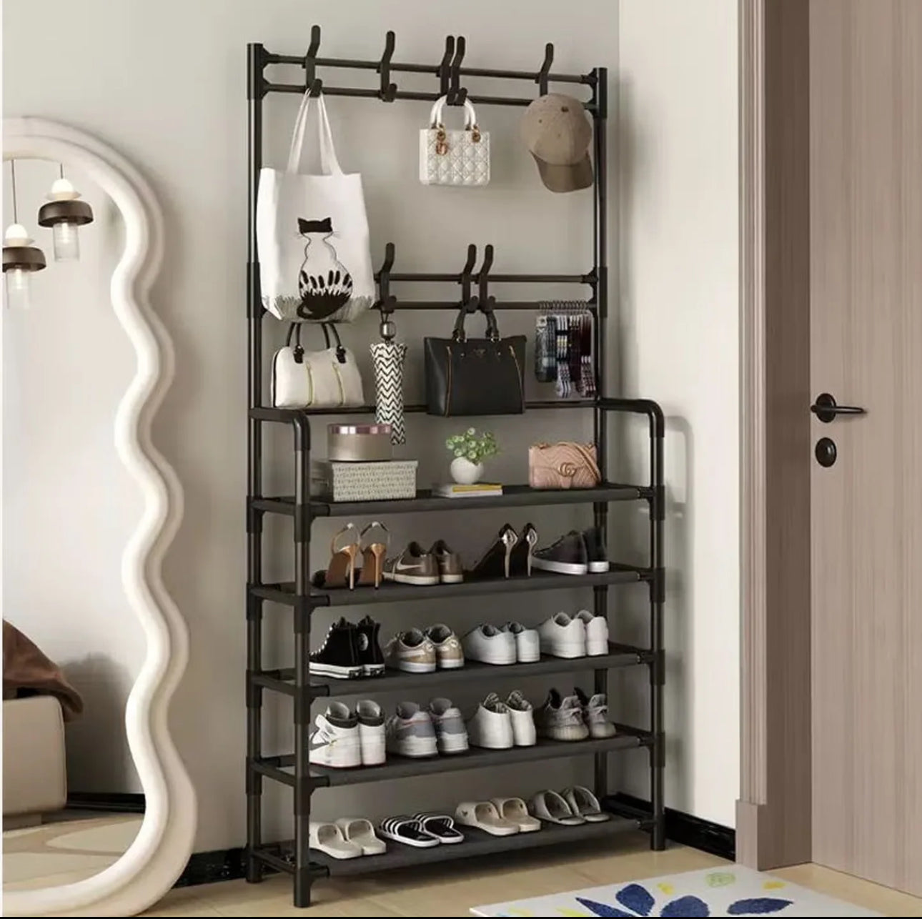 LERFM Estante de Almacenamiento 3 en 1 para Zapatos y Ropa, Extraíble y Fácil de Ensamblar,
Diseño Conveniente