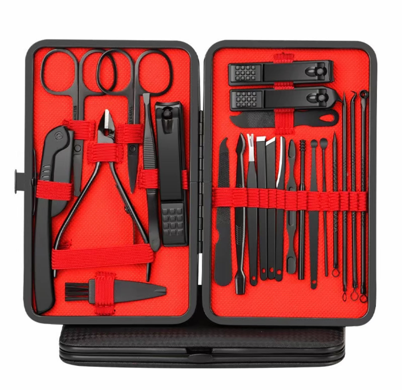 Kit de cortaúñas 10/24 piezas en acero inoxidable- Hojas cóncavas sin olor para manos/pies. incluye estuche organizador-Precisión profesional para cuidado en casa.