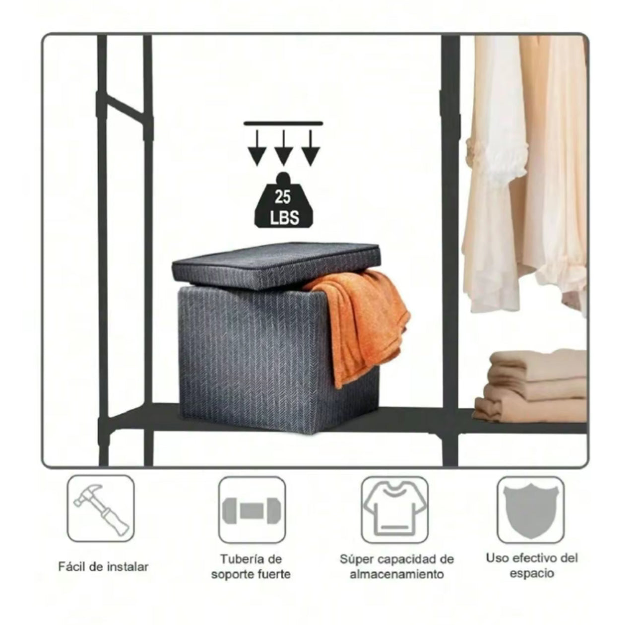 Lerfm Closet Multifuncional de 3 Capas, Soporte de Acero Inoxidable para Ropa, Zapatos y
Juguetes