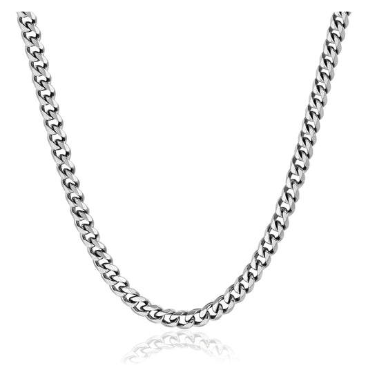 Collar Estilo Cubano Unisex De Acero Inoxidable Plateado