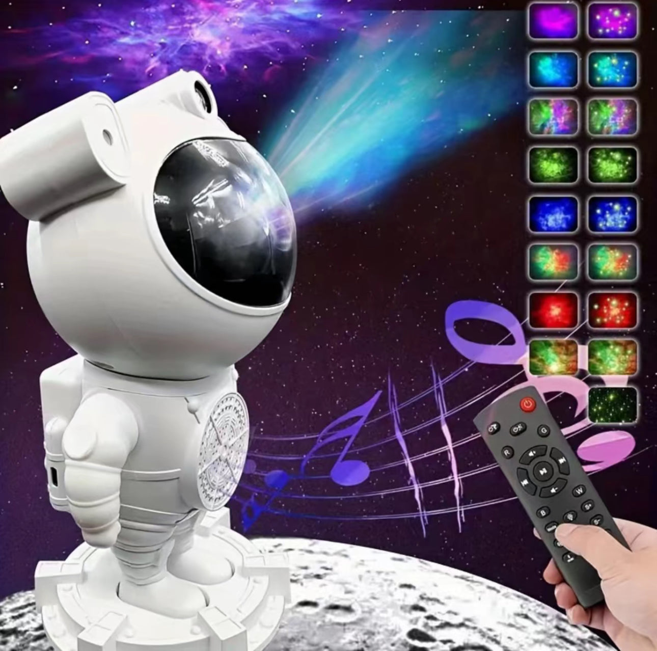 Proyector de galaxia, luz nocturna con control remoto de nebulosa, estrella y luna, ruido blanco Bluetooth, luces LED para recámara, Proyector de luz de astronauta, proyector de luz nocturna de galaxia con temporizador y control remoto, proyector de ciel