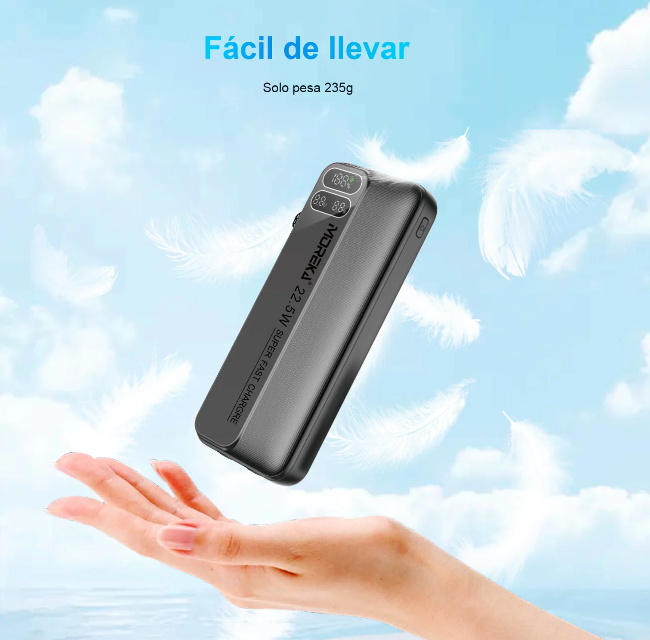 MOREKA K061 10000mAh Mobile Power 20W, Batería externa portátil de carga rápida, batería portatil compatible con iPhone 16 Pro Max/15-12