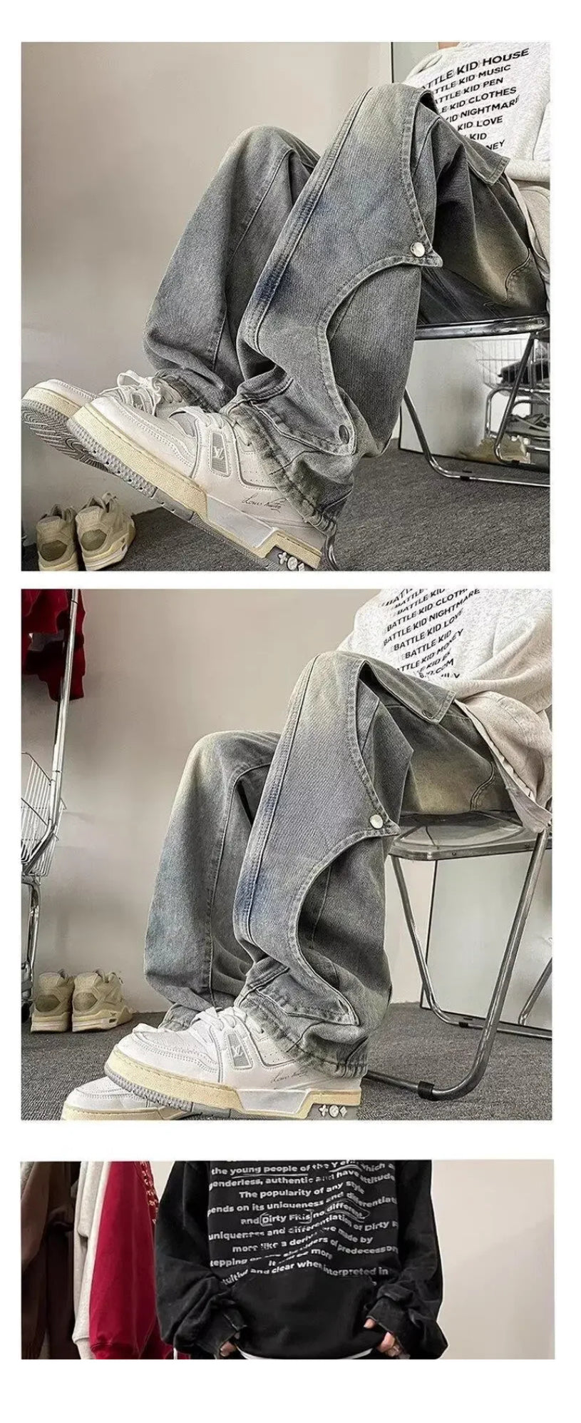 INTERNACIONAL Jeans De Hombre De Pierna Recta Holgados Y Casuales De High