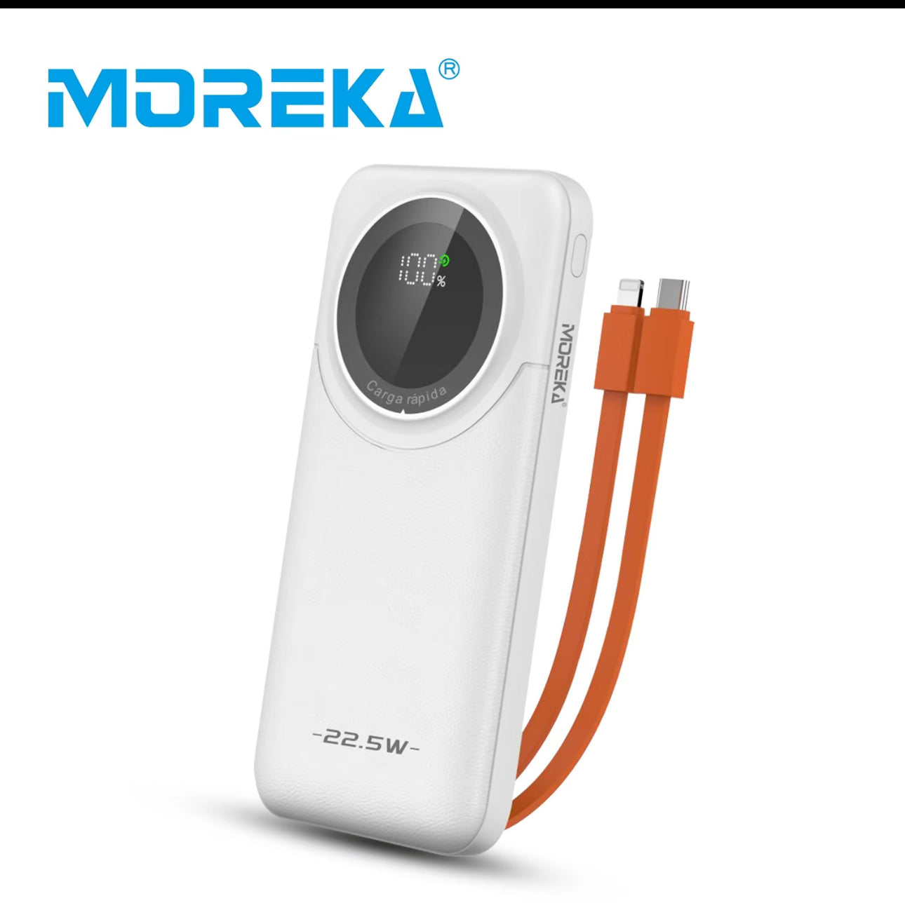 de descuento
MOREKA K081 banco de energía portátil, batería con pantalla digital, cable incorporado, compatible con dispositivos inteligentes y teléfonos móviles.