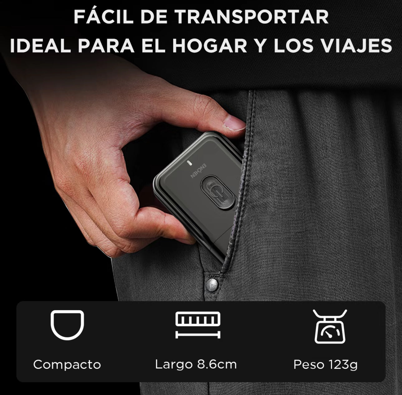 ENCHEN MSOO3 Mini Afeitadora Portátil | Diseño de Doble Hoja | Motor de Alta Velocidad |
Afeitadora Recargable por USB | Esenciales de
Viaje | Negro