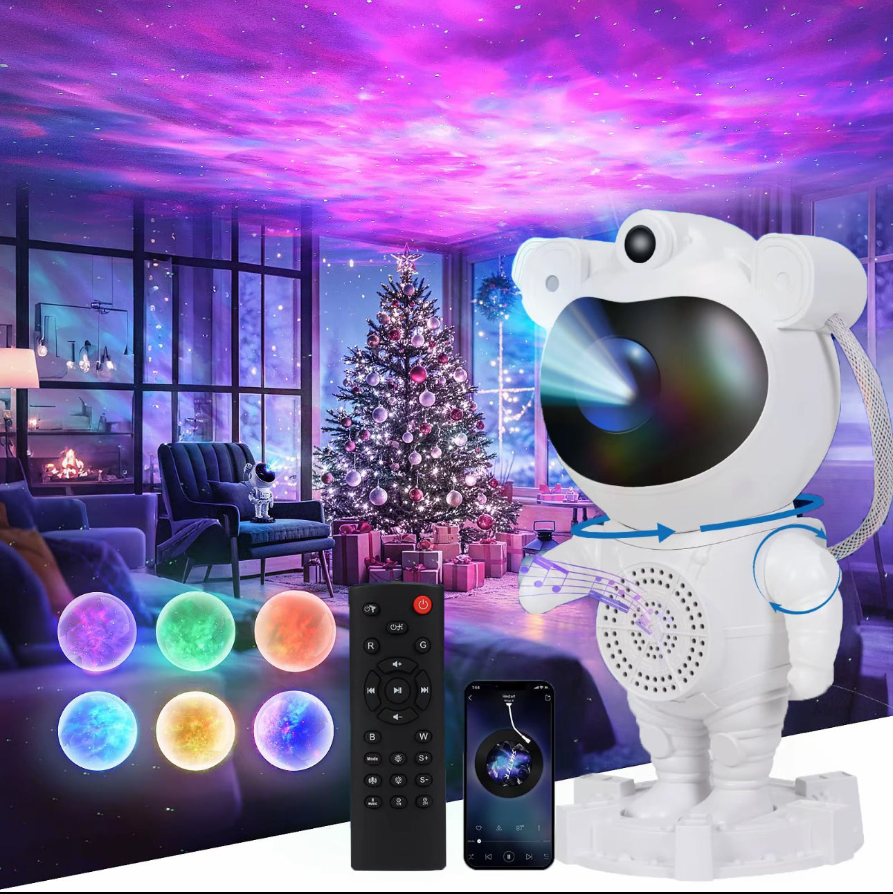 Proyector de Galaxias y Estrellas, Astronaut Light Projector, Astronauta Proyector de Estrellas, Proyector De Galaxias y Estrellas con Mando Distancia y Función de Temporizador, Ángulo
Ajustable