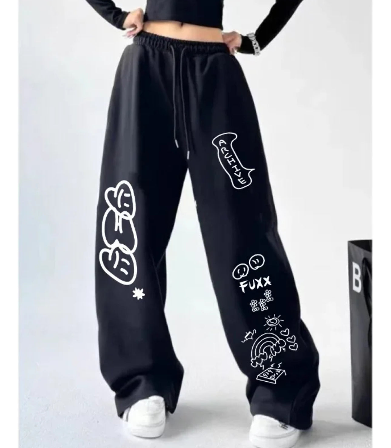 (🌍 PRODUCTO INTERNACIONAL) Pantalones Casuales Con Estampado De Hip Hop, Algodón Y Span