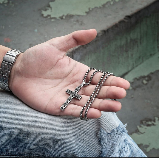 Collar Dije De Cruz Vintage Acero Inoxidable Para Hombre