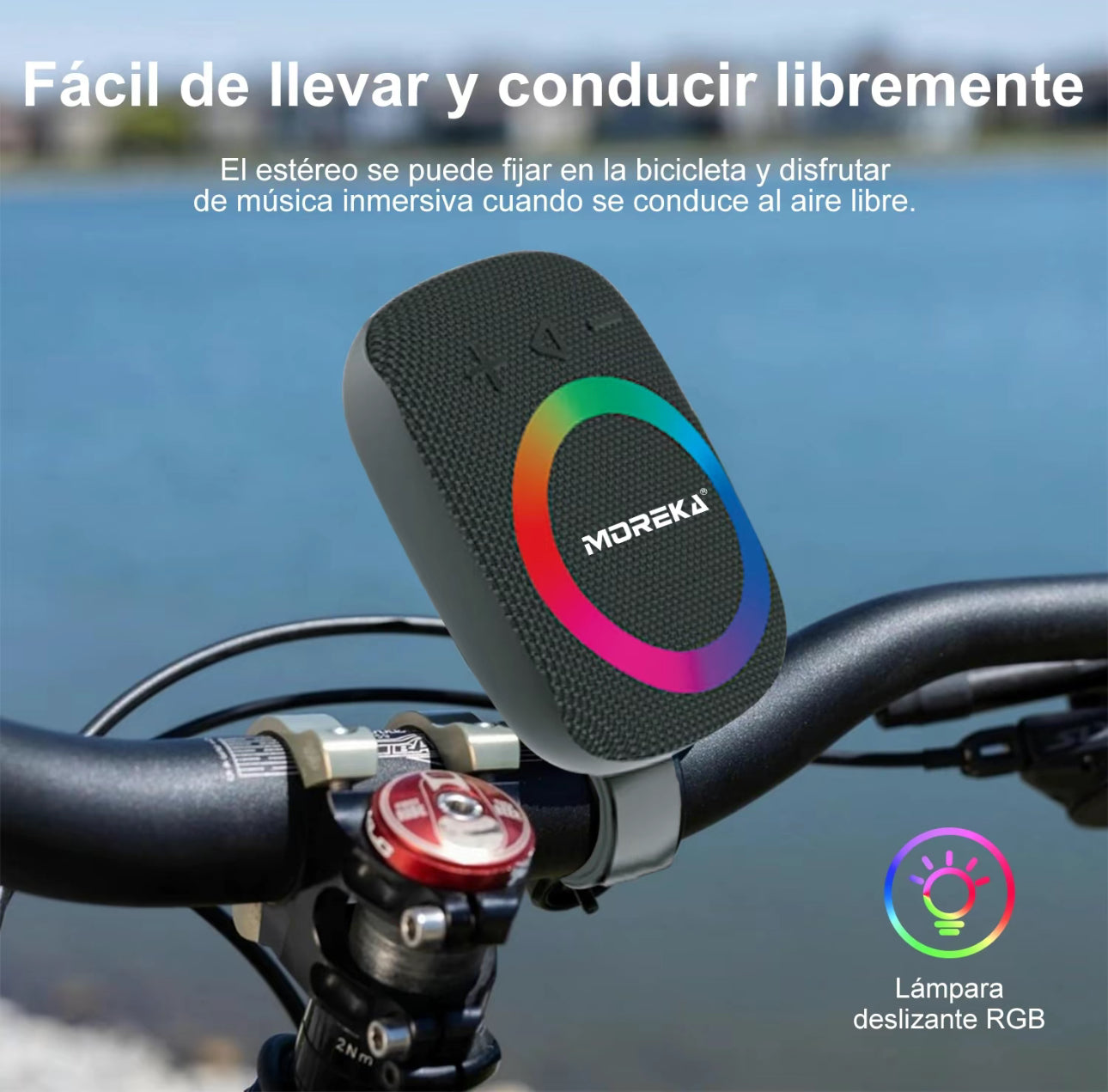 MOREKA-W3S Altavoz Bluetooth 5.1, altavoz portátil inalámbrico con graves mejorados, resistencia al agua IPX6, hasta 5 horas de reproducción, ideal para leer, hacer senderismo, ir a la playa y viajar.