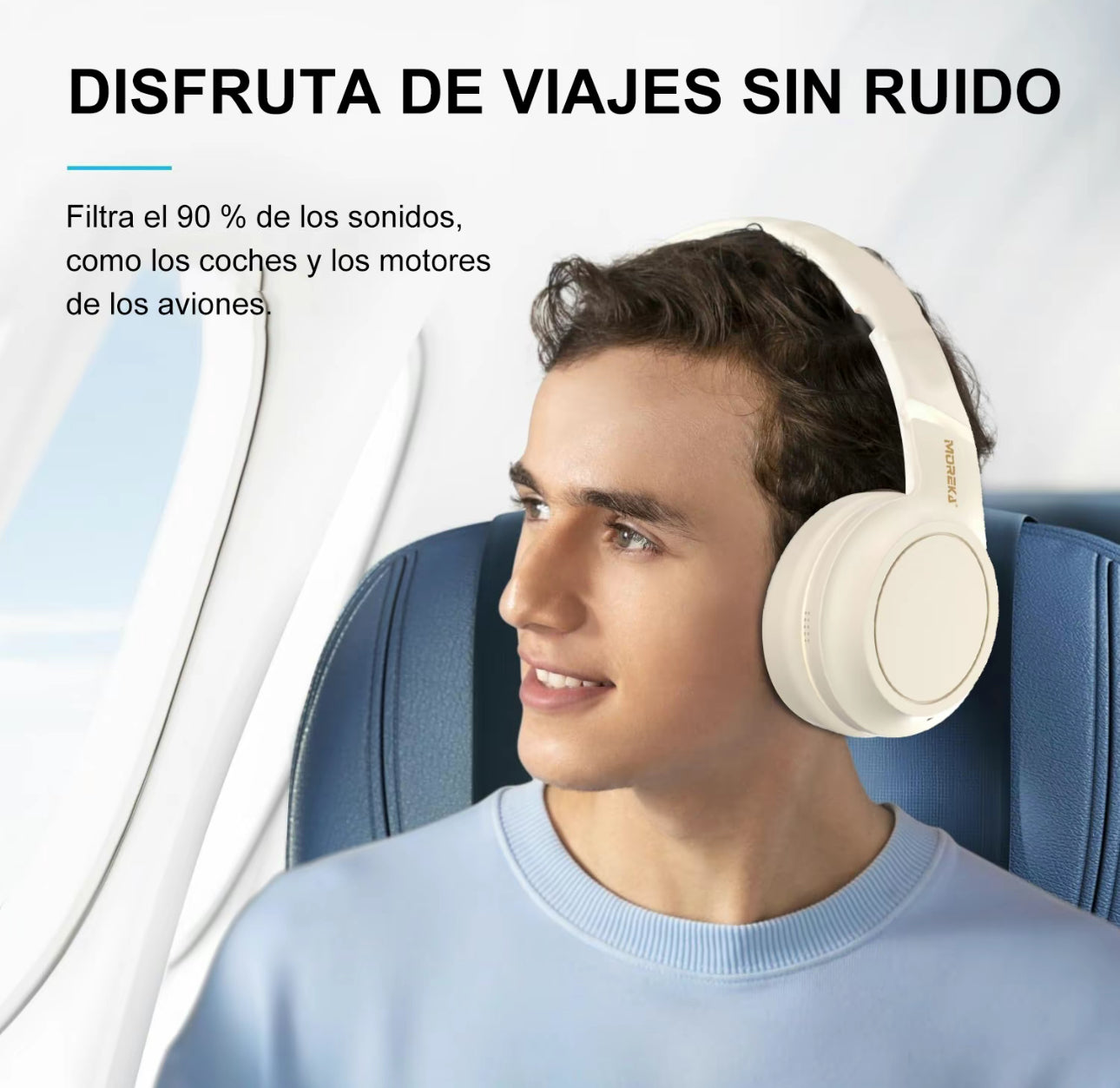 MOREKA BLO17 auriculares inalámbricos Bluetooth
5.4, duración de batería de 19 horas, plegables y fáciles de transportar, compatibles con teléfonos móviles/televisores/computadoras personales.