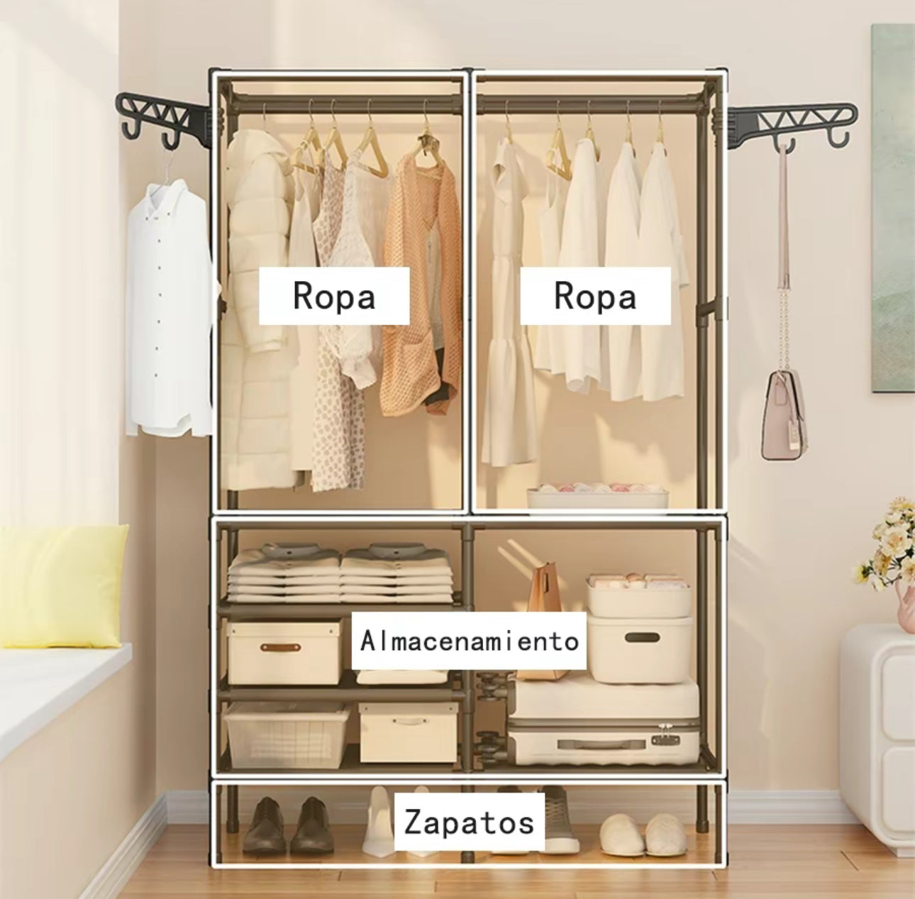 Lerfm Closet Multifuncional de 3 Capas, Soporte de Acero Inoxidable para Ropa, Zapatos y
Juguetes