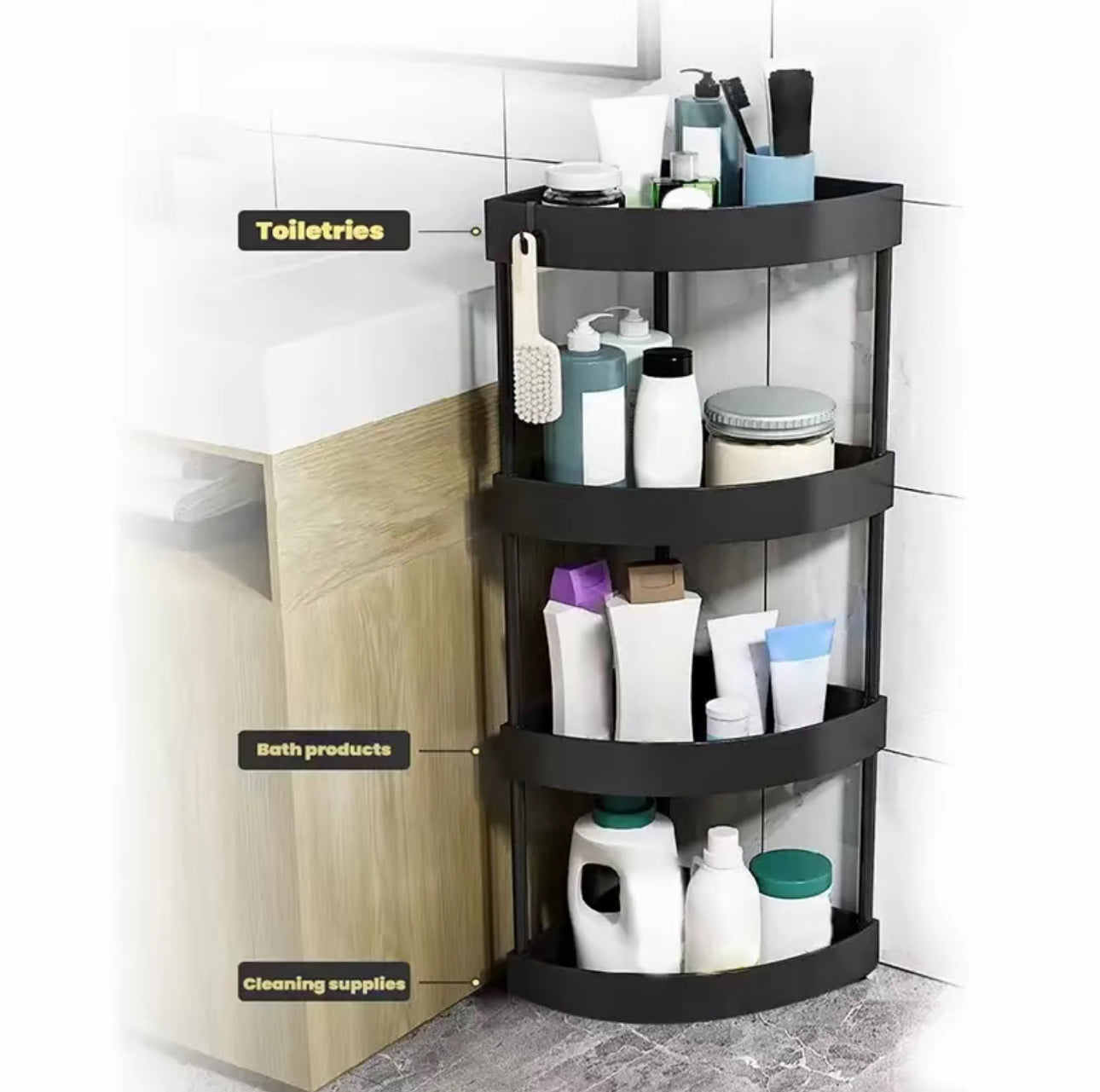 Estante de almacenamiento de esquina de 4 capas, estante de almacenamiento de cocina, estante de almacenamiento multifunción, suministros, esquina de condimentos, artefacto de esquina