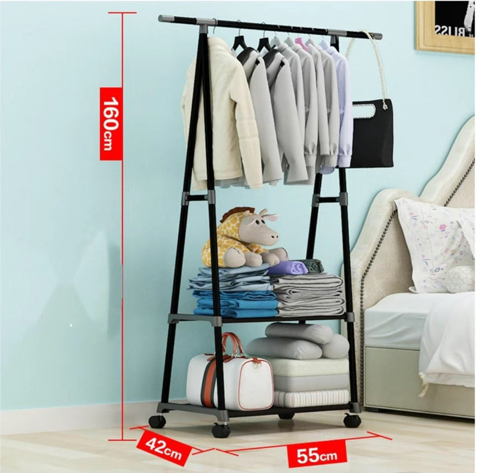 YUQING.FC Closet Tendedero Perchero Rack
Doble Ropa Con Llantas Triangulo