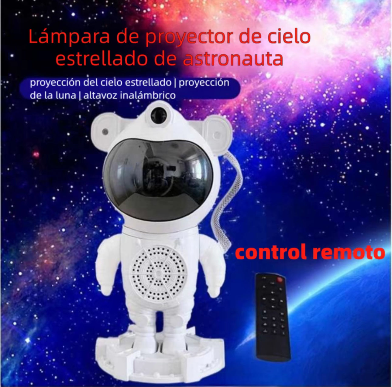 Proyector de galaxia, luz nocturna con control remoto de nebulosa, estrella y luna, ruido blanco Bluetooth, luces LED para recámara, Proyector de luz de astronauta, proyector de luz nocturna de galaxia con temporizador y control remoto, proyector de ciel