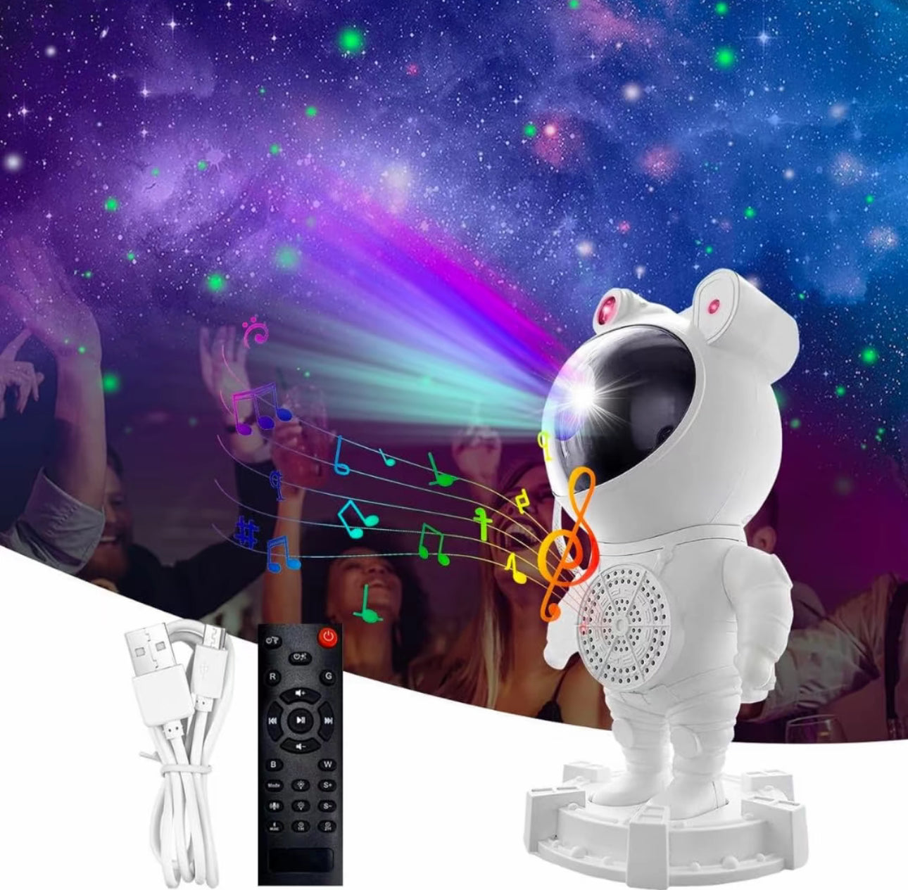 Astronauta Proyector de Estrellas, 360° Adjustable
Luces Astronauta Proyector lampara aurora boreal
Galaxia con Temporizador y Control Remoto y bocina bluetooth