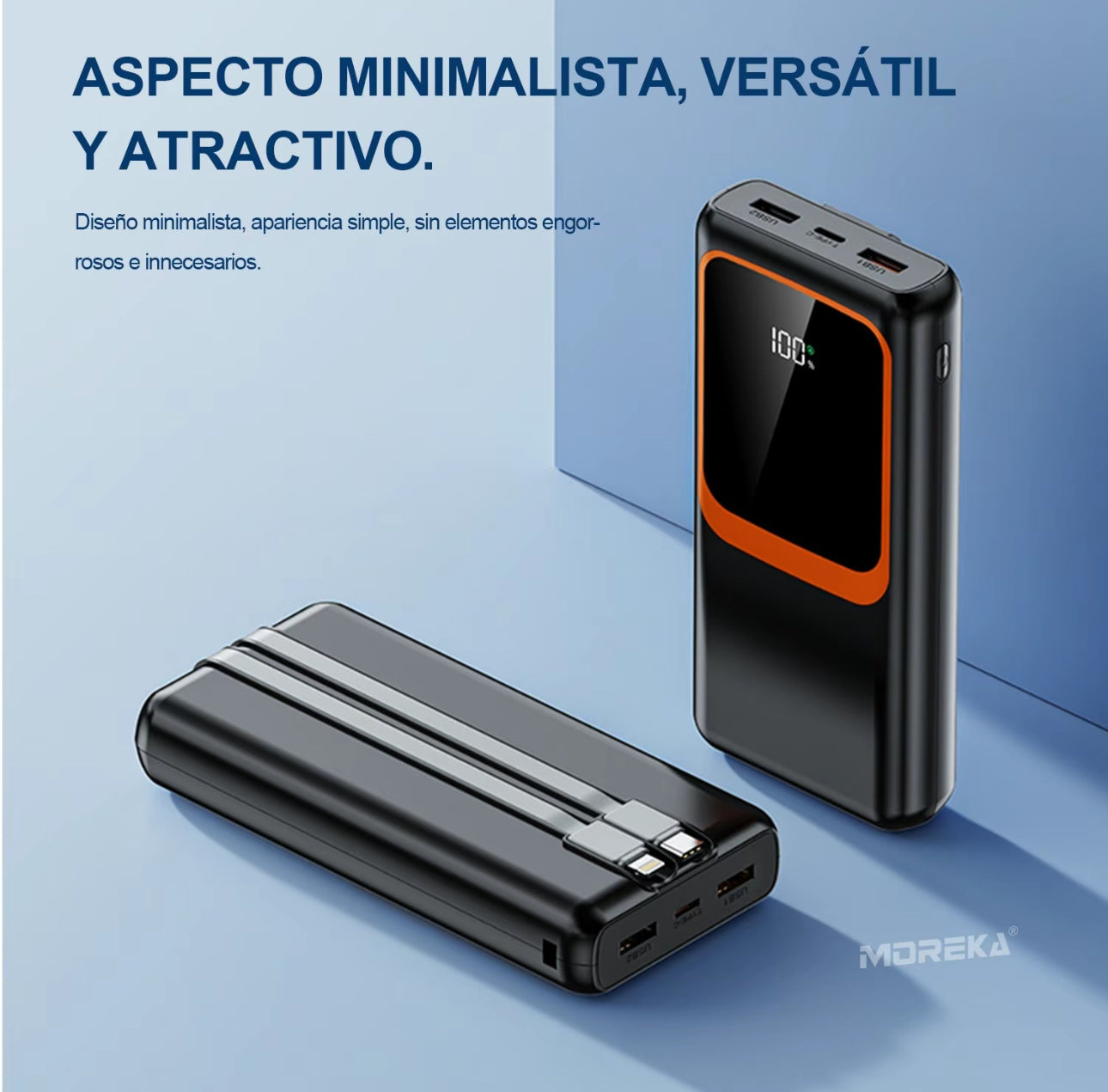 MOREKA K089 banco de energía portátil de 20000 mAh, batería portátil, compatible con iPhone 15/14, Samsung, artículos esenciales para viajar