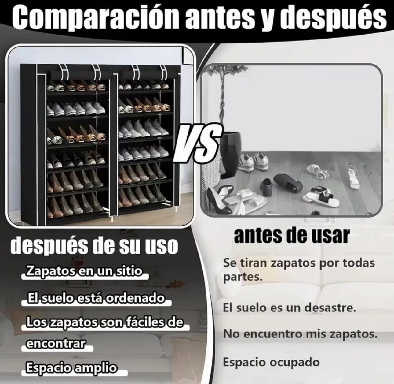 Estante de Zapatos Doble de Gran
Capacidad 6 Pisos con Cubierta de Polvo para el
Hogar
