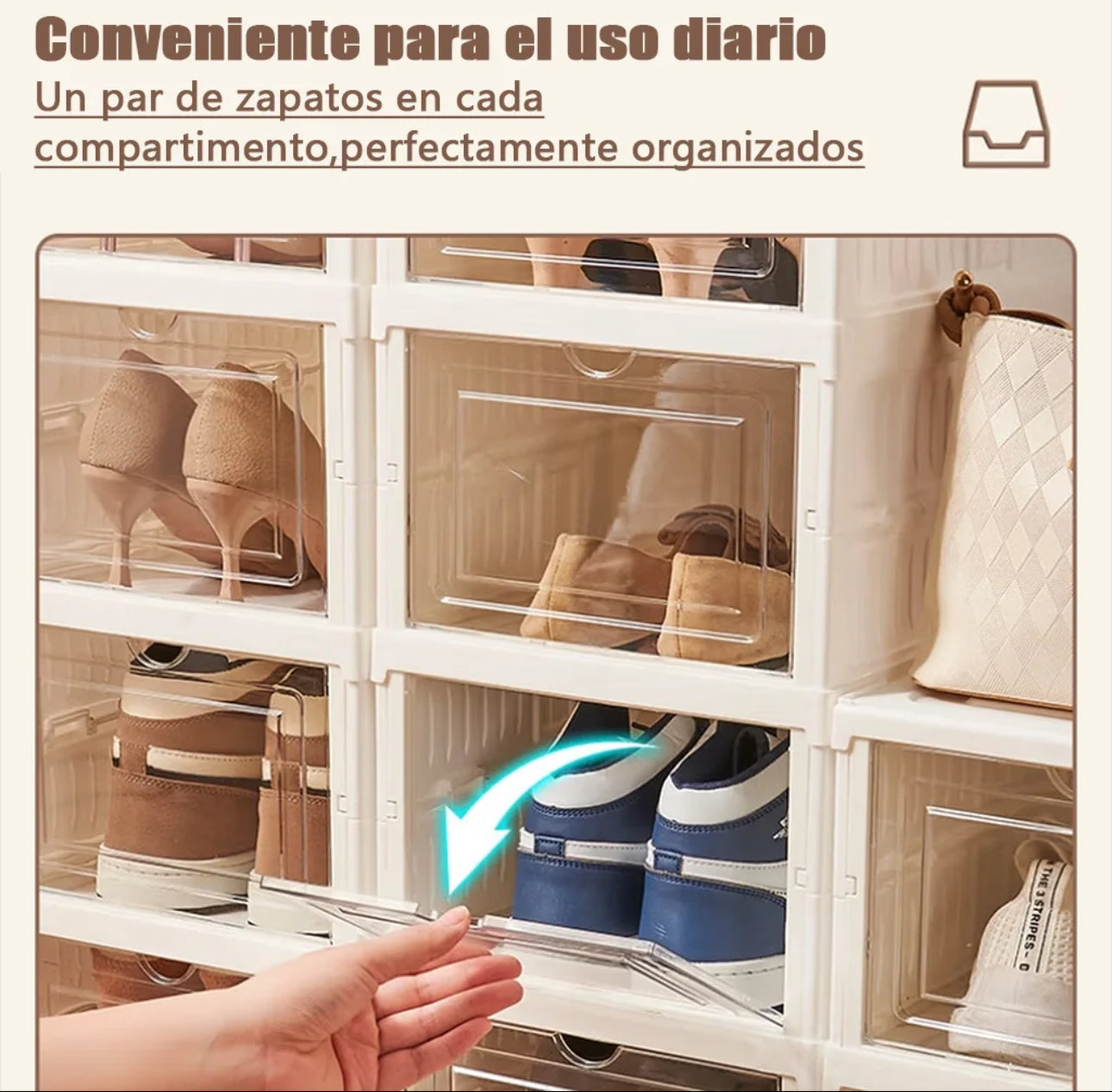 (6 niveles o 1 nivel) Cajas de plástico transparente para guardar zapatos, organizador de zapatos apilable para armario, contenedores modulares para guardar zapatos, zapatero de plástico blanco, organizador de zapatos, hogar, zapatero, muebles, muebles pa