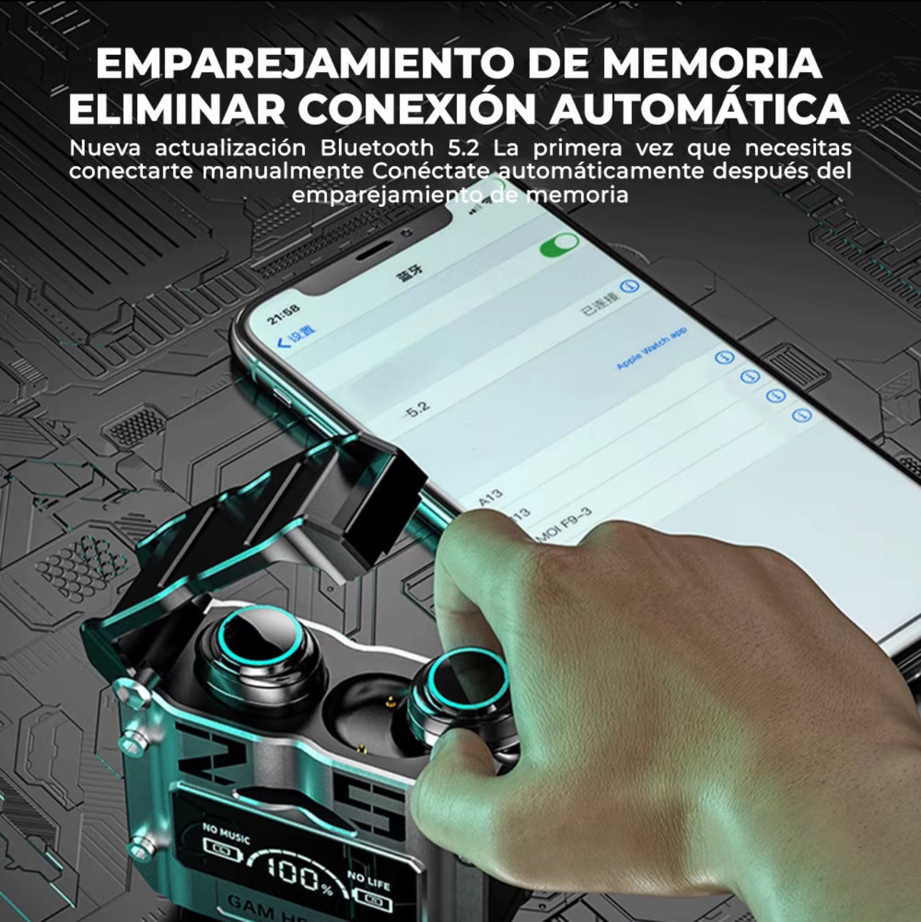 Viclook Audífonos Bluetooth M25 TWS con baja latencia para gaming, cancelación activa de ruido, resistentes al agua, pantalla LED de batería y sonido HiFi. Ideales para deporte o juegos.