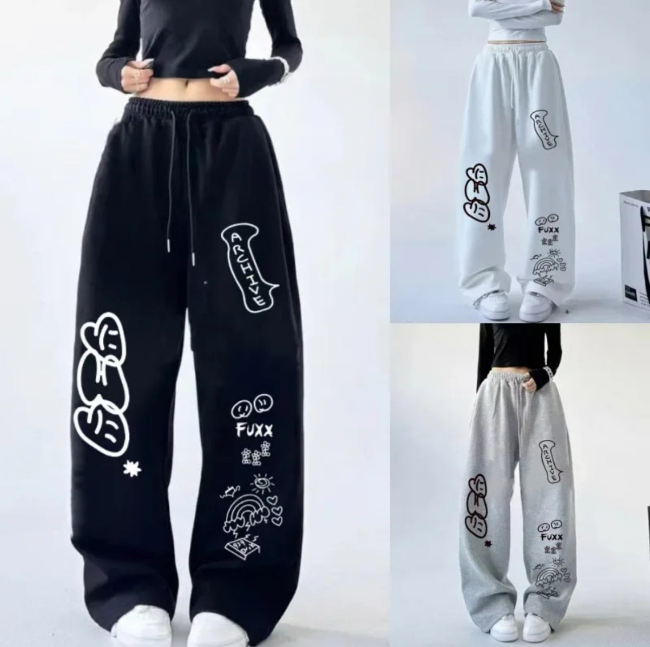 (🌍 PRODUCTO INTERNACIONAL) Pantalones Casuales Con Estampado De Hip Hop, Algodón Y Span