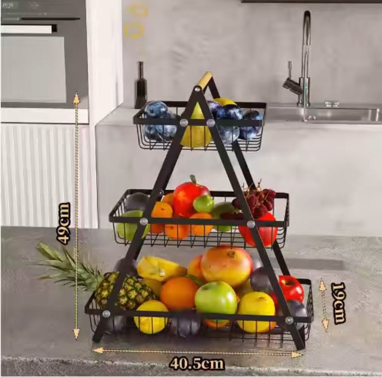 Estante de verduras de cocina encimeras frutas y verduras cestas de mano cestas de varios niveles sala de estar marco de almacenamiento de frutas
estante