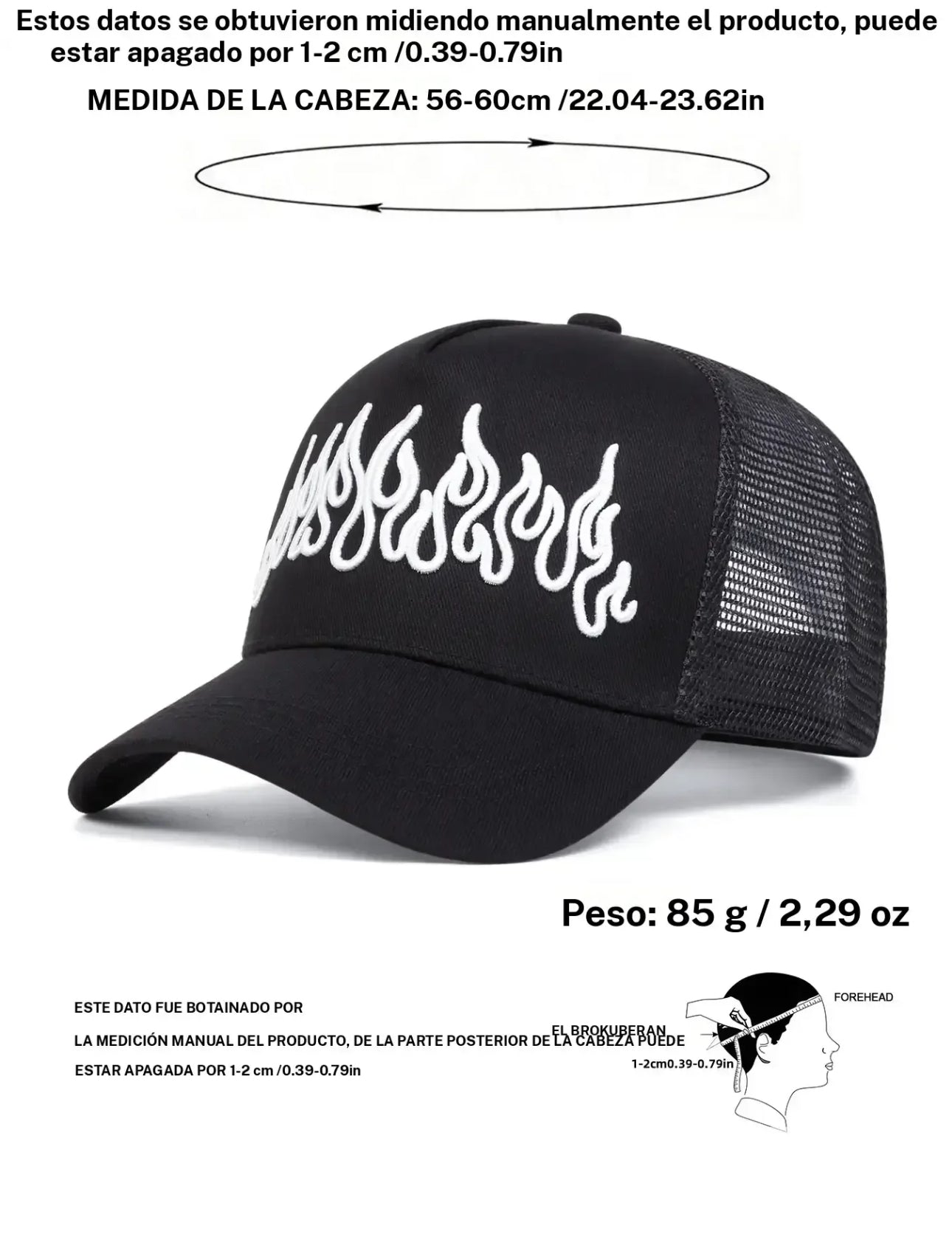 Gorra de béisbol bordada con llamas para hombres ~ y mujeres, protección solar ajustable, ideal para viajes en primavera y otoño, vacaciones en la playa