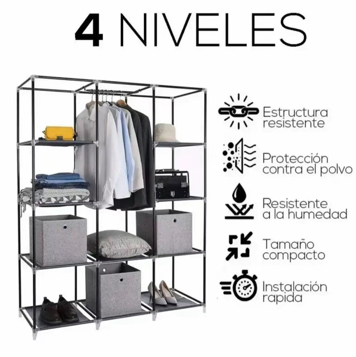 LERFM Closet Armable Ropero Rack Guardaropa
Recamara Organización, Bonito, Práctico Y Resistente. Armario Plegable Organizador de Ropa, navidadRebajas de fin de año, Dazy ,Sheglam