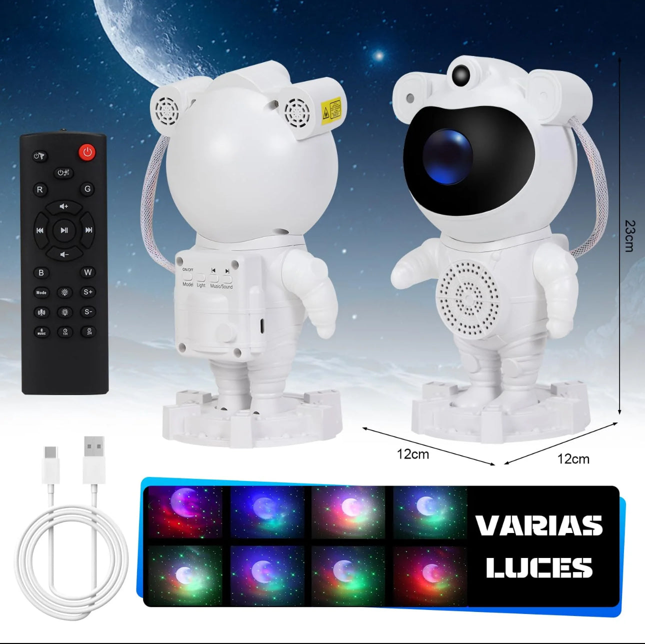Proyector de Galaxias y Estrellas, Astronaut Light Projector, Astronauta Proyector de Estrellas, Proyector De Galaxias y Estrellas con Mando Distancia y Función de Temporizador, Ángulo
Ajustable