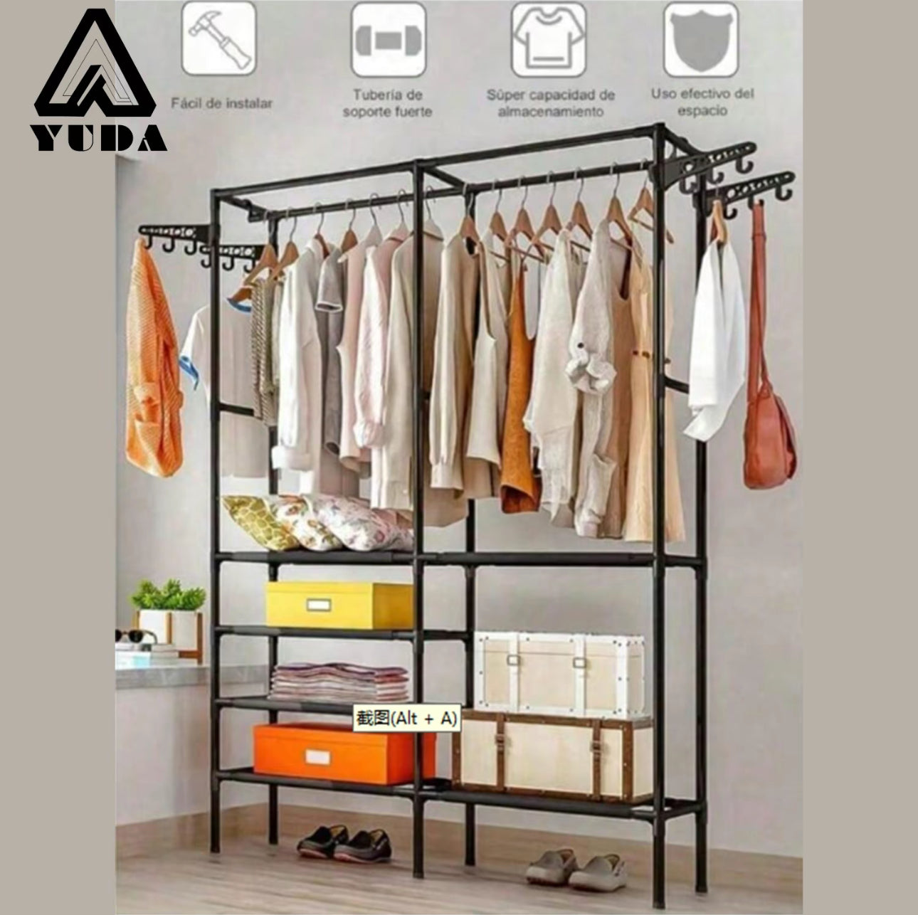 Organizador de Ropa Multifunción, Armario Closet Ropero Armable, Rack para Ropa Simple, Armario
Metalico Incluye 8 Pisos de Espacio de Almacenamiento, Puede Guardar
Ropa, Sombrero,Zapato, Estante De Aleación De Gran Cantidad Para Apartamento Y Dormitorio.