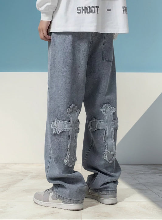 INTERNACIONAL Vaqueros Holgados American High Street Cross Patchwork Par