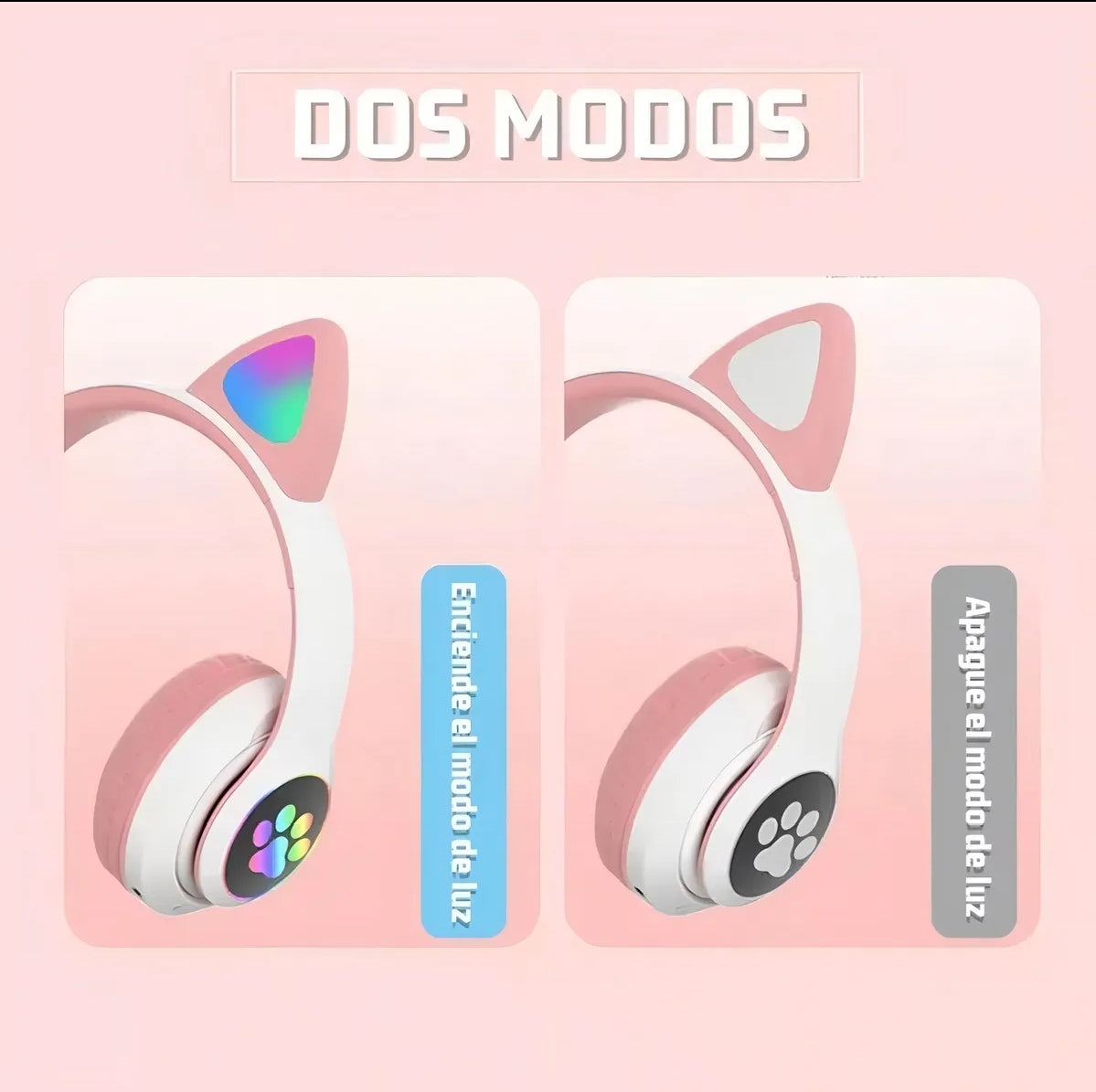 Audifono Inalámbrico Bluetooth Led Auriculares De Diadema Gamer Stn28 Color Rosa