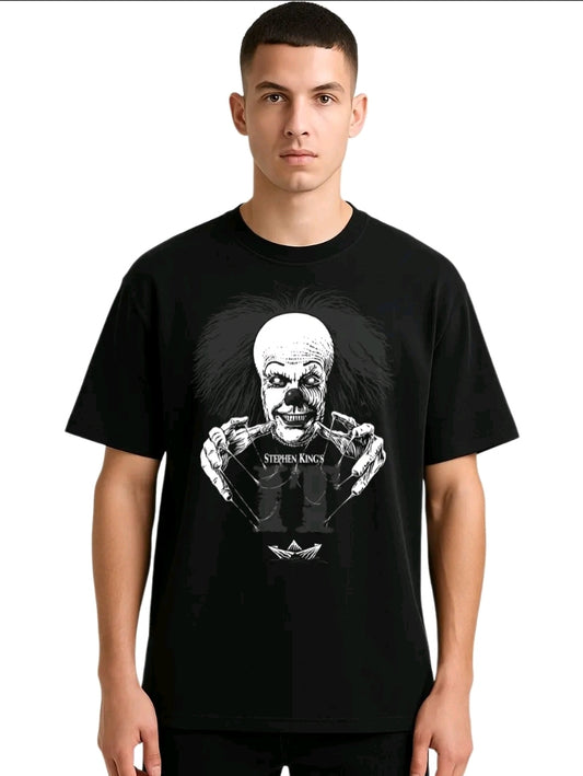 QPlavera Unisex Negra lt Camiseta holgada Estampada de terror , 100% Algodón, Manga Corta (Rabbit Man)