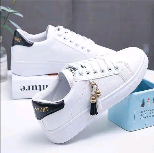 Zapatos casuales de mujer, decoración de campana pequeña, punta redonda, caña baja antideslizantes y transpirables, estilo con cordones. Combinación de colores elegante y de primera calidad. Estampado de letras, calzado casual para exterior,