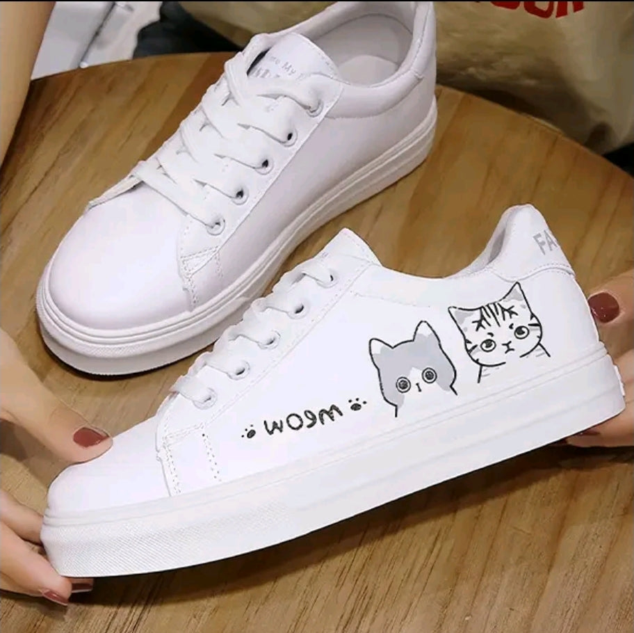 Zapatos casuales de mujer, piel impermeable, estampado animal, cómodos y ligeros, suela gruesa, con cordones, punta redonda suave, calzado deportivo casual para exterior.