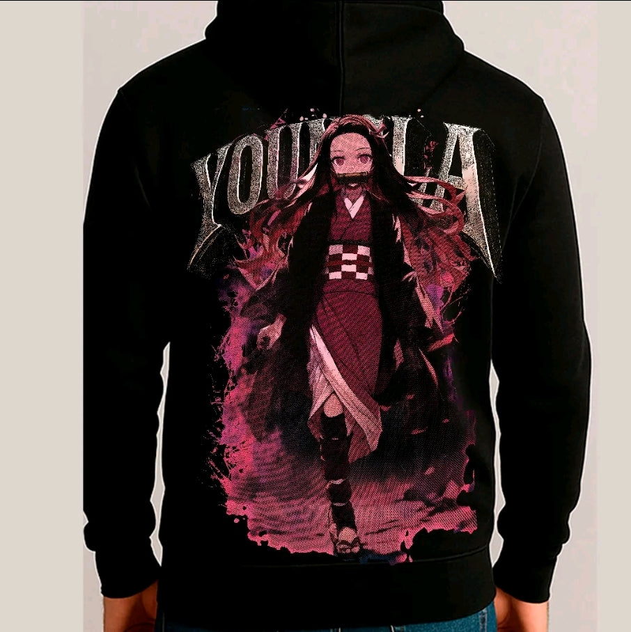 SUDADERA con Estampado de YOUNGLA CAZADOR DE DEMONIOS - Estilo casual- sudadera negra-para Caballero