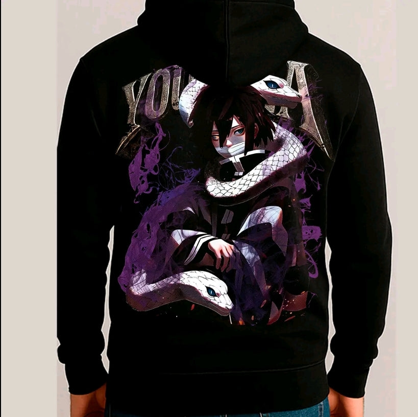SUDADERA con Estampado de YOUNGLA CAZADOR DE DEMONIOS - Estilo casual- sudadera negra-para Caballero