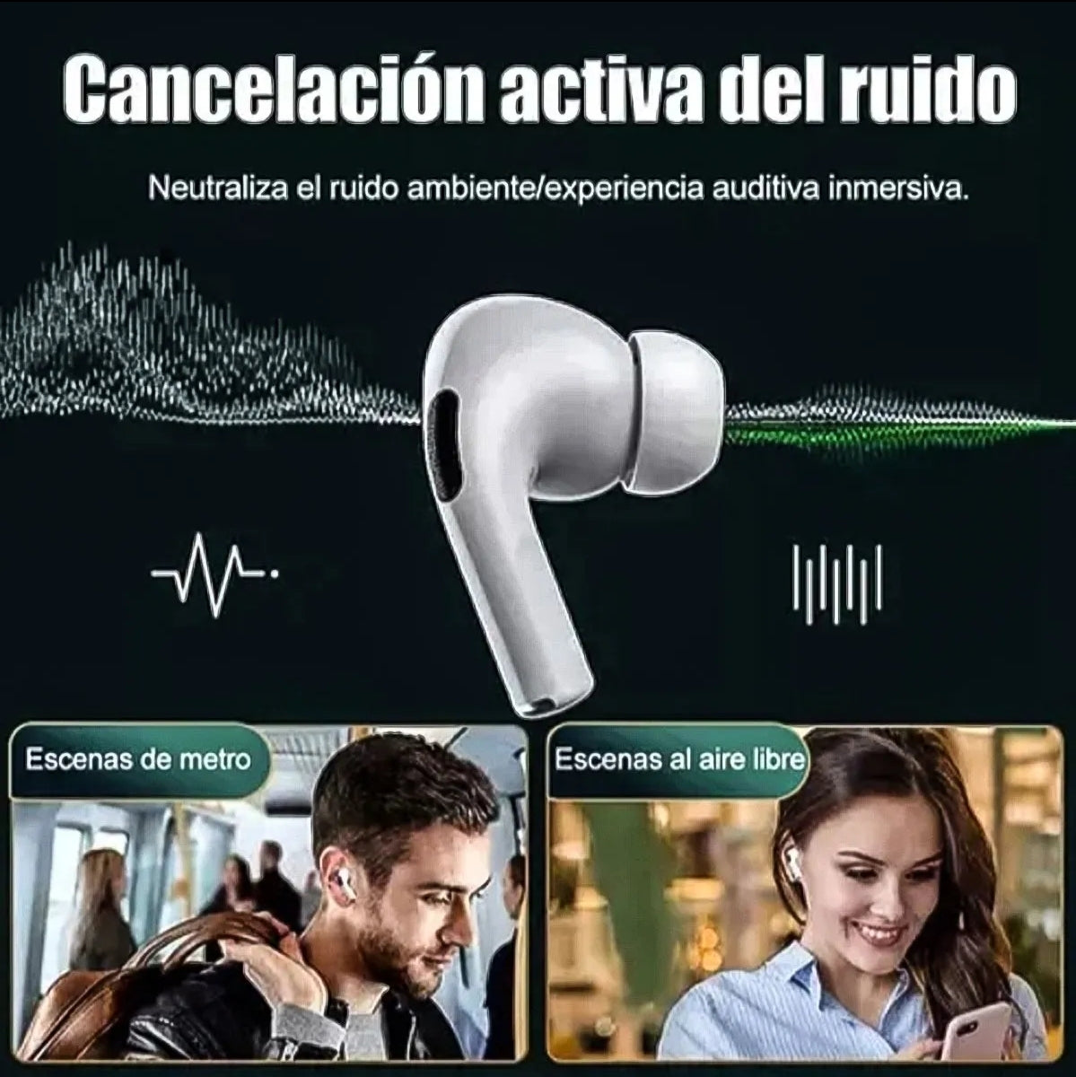 Audifonos In-ear lnalámbricos Keluona A9 Pro Negro Bluetooth