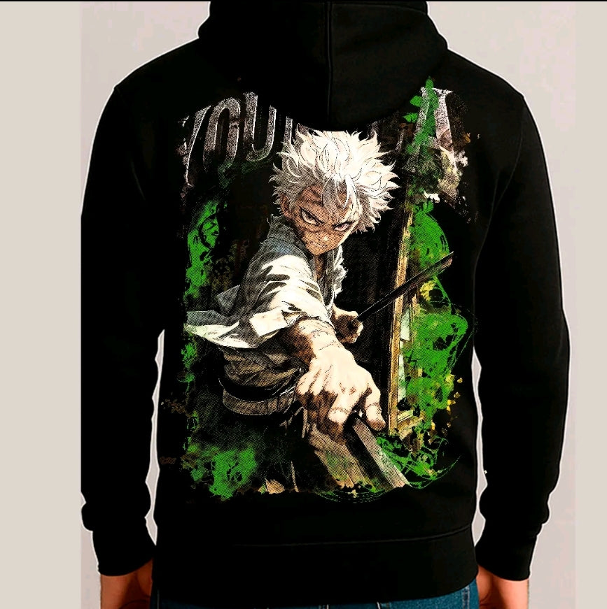 SUDADERA con Estampado de YOUNGLA CAZADOR DE DEMONIOS - Estilo casual- sudadera negra-para Caballero