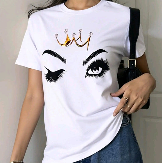 Camiseta casual negra para mujer con diseño de Verano Sandia - Punto suave, cuello redondo, manga corta para primavera y verano, lavable en máquina, ropa informal