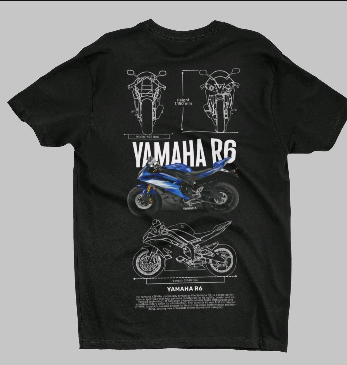 Playera Camiseta Unisex Motos Yamaha R6 Azul