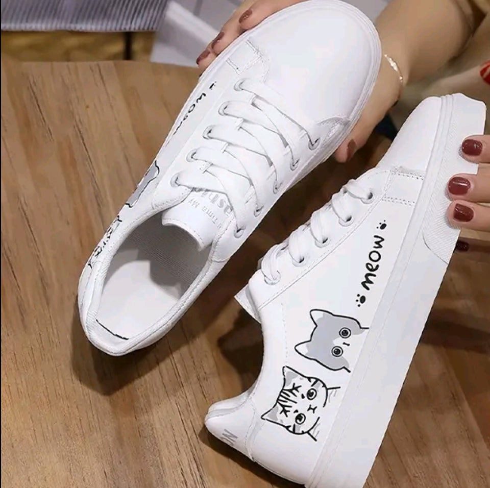 Zapatos casuales de mujer, piel impermeable, estampado animal, cómodos y ligeros, suela gruesa, con cordones, punta redonda suave, calzado deportivo casual para exterior.