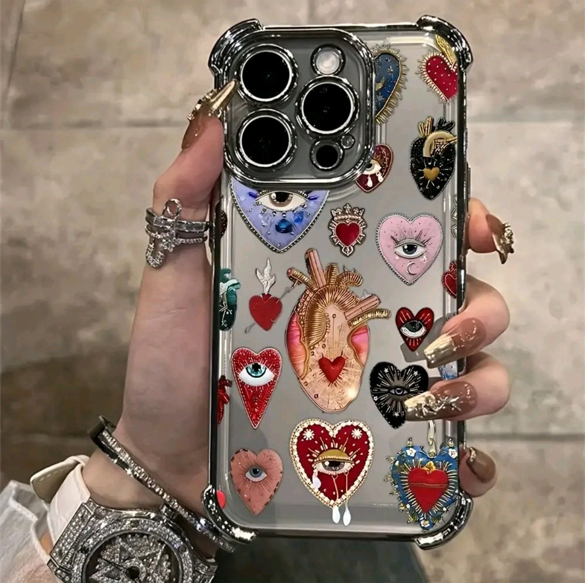 Fundas para Teléfono con Patión de Ojo Turco Completo Pantala, Adecuadas para iphone 16 E 15 14 PLUS 13 PRO MAX 12 PRO 11 Pro Max , Cubierta Trasera Suave y Transparente Antigolpes