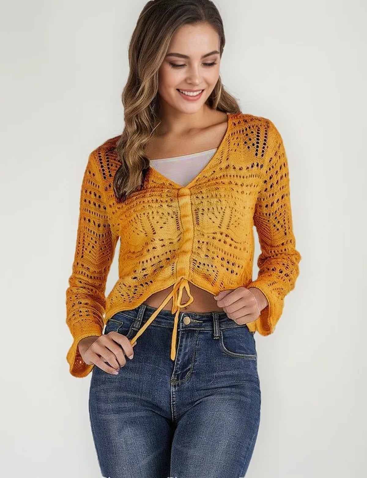 (🌍 PRODUCTO INTERNACIONAL) Suéter Tejido Crop Top Sólido Pulóver
