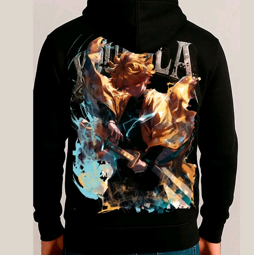 SUDADERA con Estampado de YOUNGLA CAZADOR DE DEMONIOS - Estilo casual- sudadera negra-para Caballero