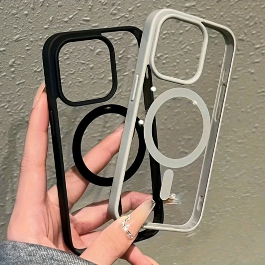 Funda MagnéTica UItra Clara De Lujo Para Teléfono, Compatible Con For lphone 16, 15, 14, 13, C 12, 11 Pro Max Y Plus Con Soporte Para Carga lnaláMbrica, Resistente A Golpes, De AcriLico Duro Y