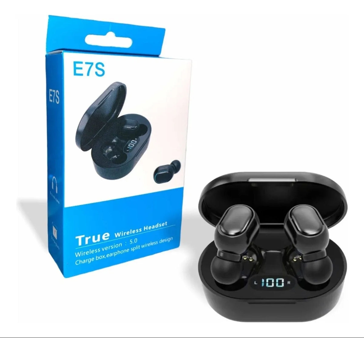 Keluona E7s Audifonos ln-ear Inalámbricos TWS Bluetooth Color Negro Con Luz Lec